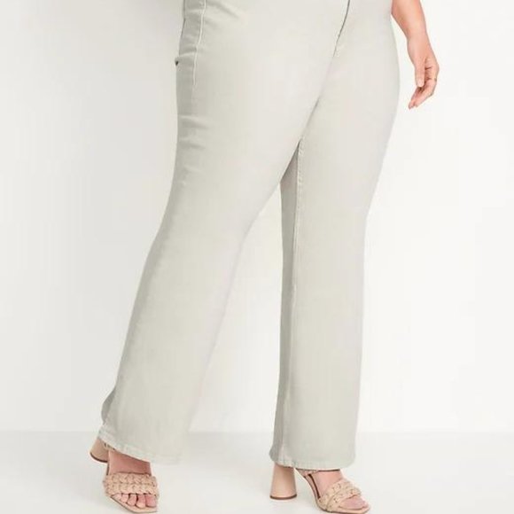 Old Navy Higher High-Rise Off-White Side-Split Flare Jeans for Women New - Picture 9 of 12